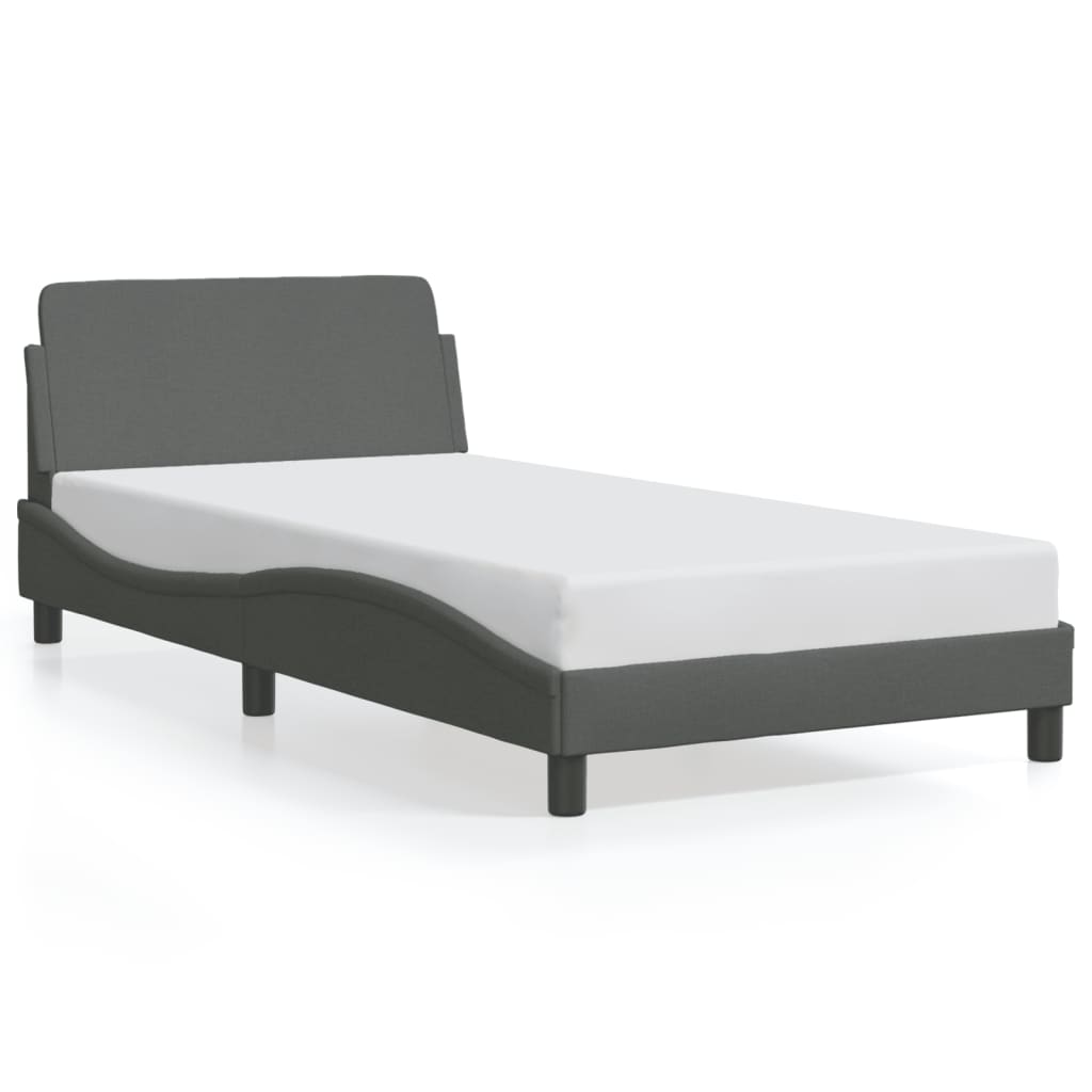 Bed frame without mattress dark grey 100x200 cm fabric