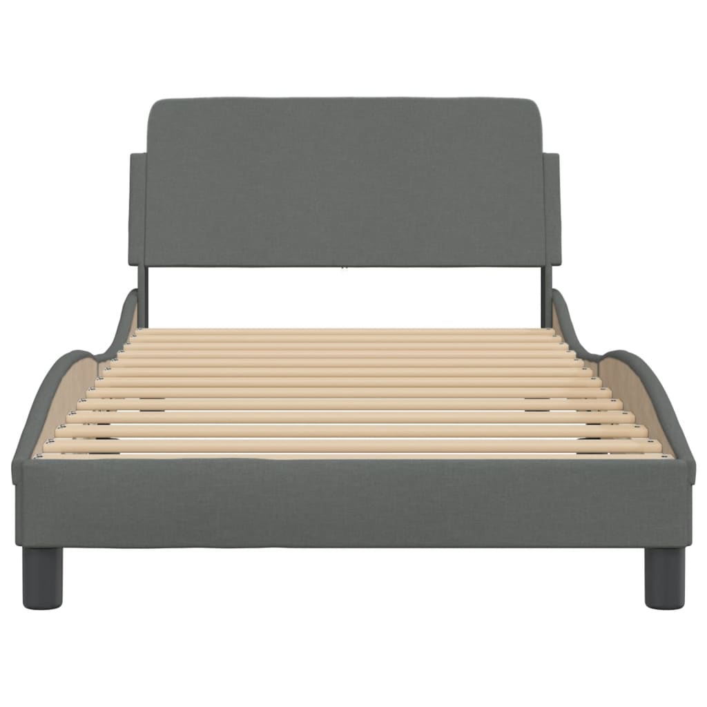 Bed frame without mattress dark grey 100x200 cm fabric