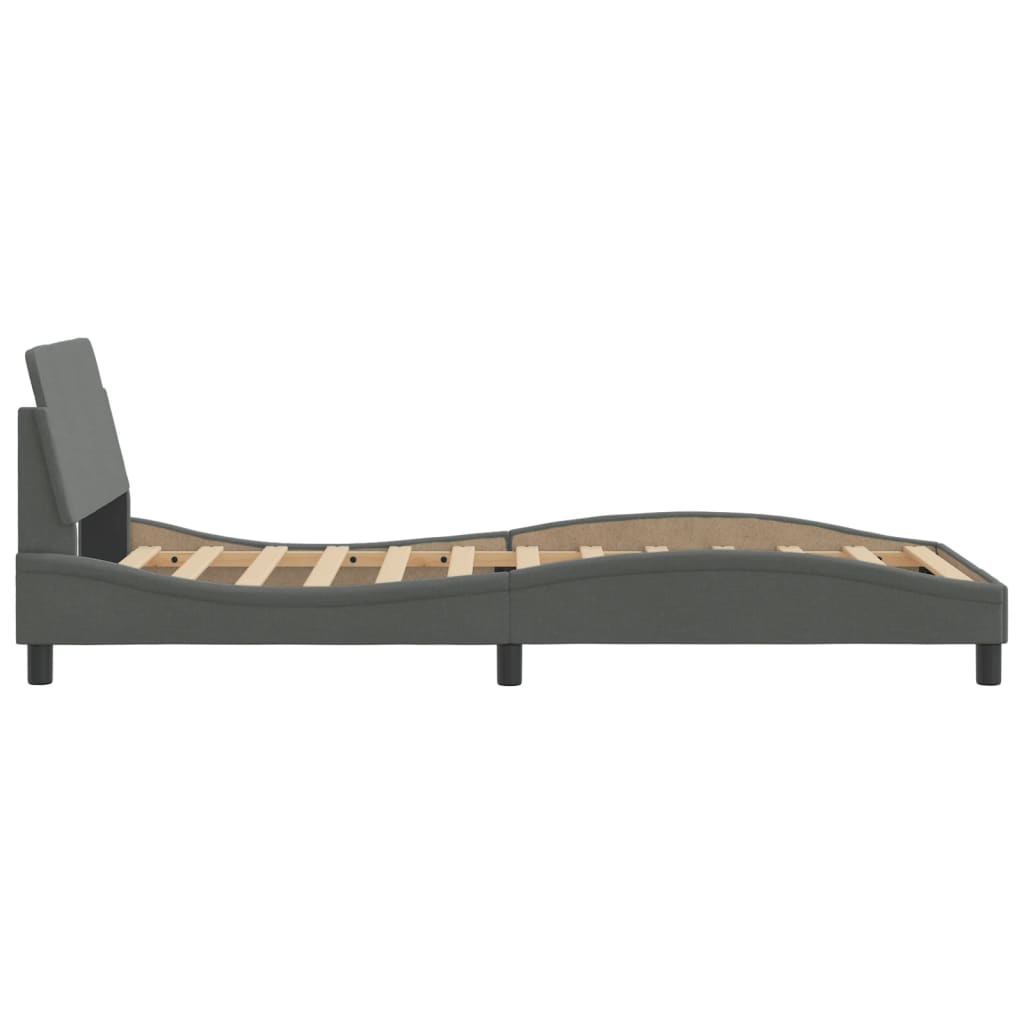 Bed frame without mattress dark grey 100x200 cm fabric