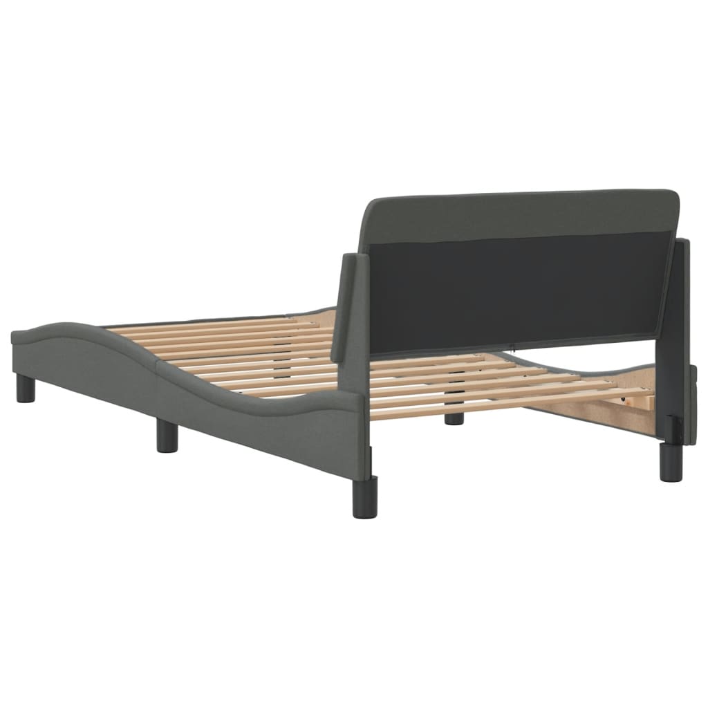 Bed frame without mattress dark grey 100x200 cm fabric