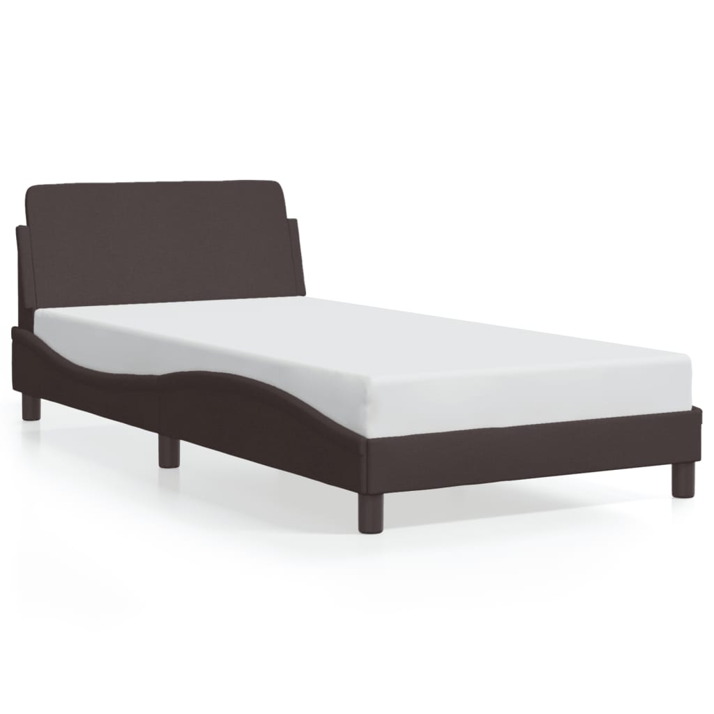 Bed frame without mattress dark brown 100x200 cm fabric