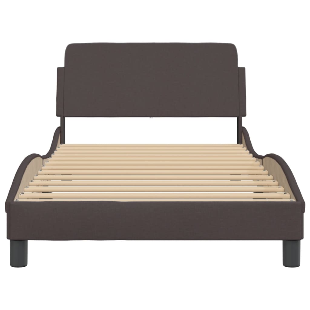 Bed frame without mattress dark brown 100x200 cm fabric