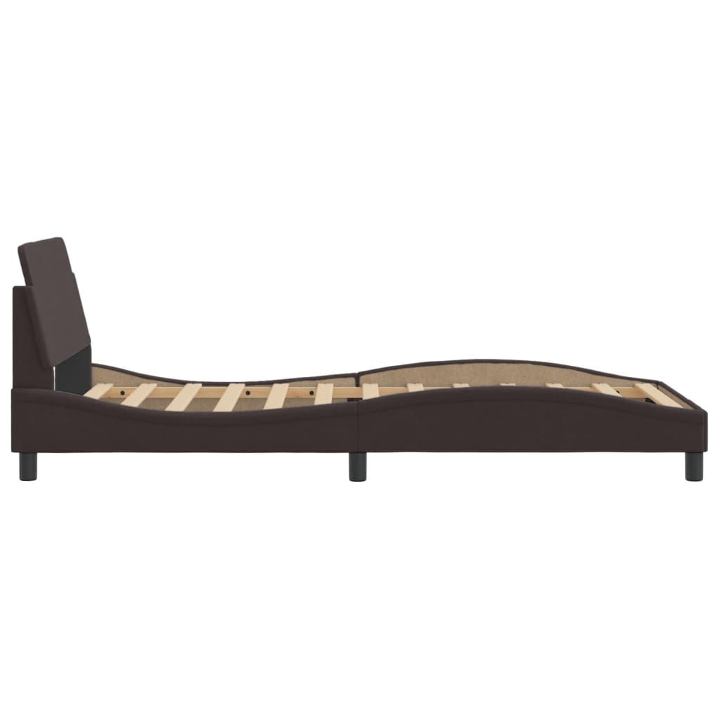 Bed frame without mattress dark brown 100x200 cm fabric