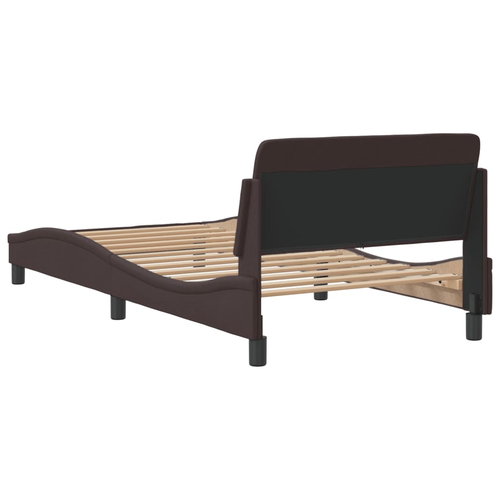 Bed frame without mattress dark brown 100x200 cm fabric