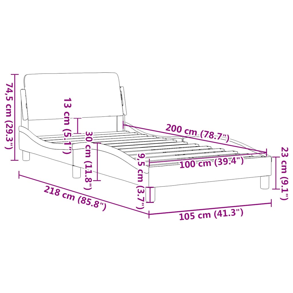 Bettgestell "Dover" Dunkelbraun 100x200 cm Stoff