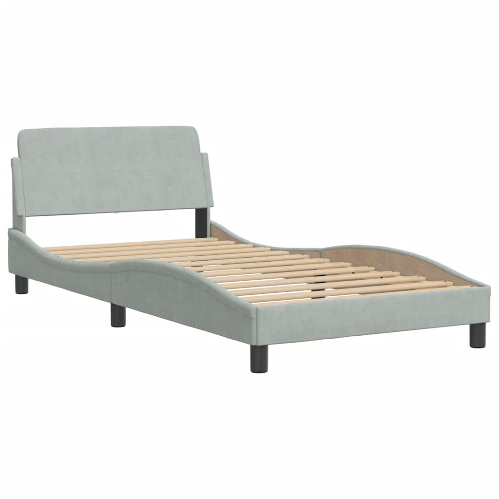 Bed frame without mattress light grey 100x200 cm velvet