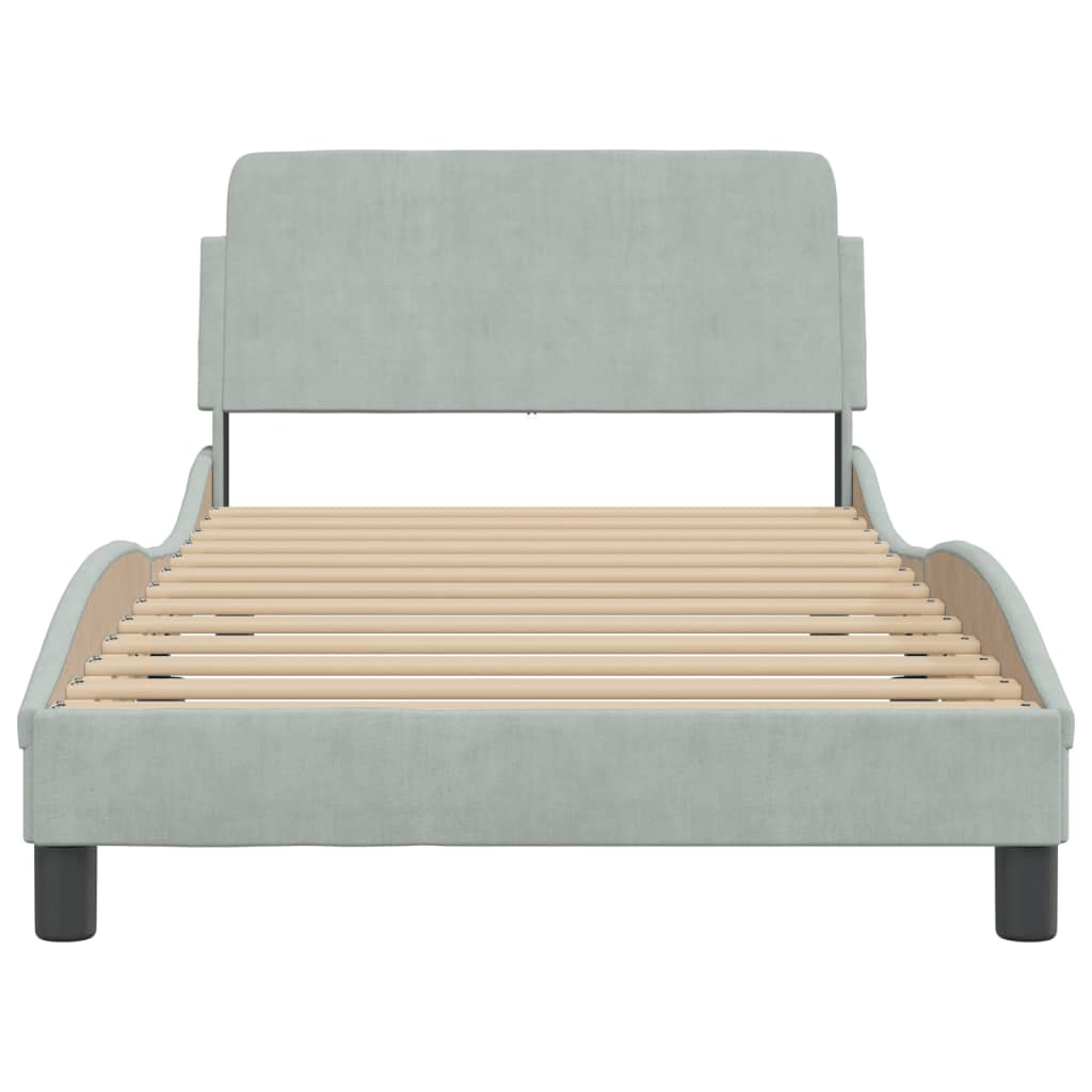 Bed frame without mattress light grey 100x200 cm velvet