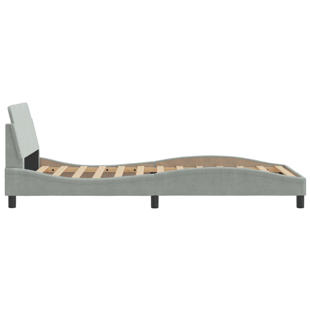 Bed frame without mattress light grey 100x200 cm velvet