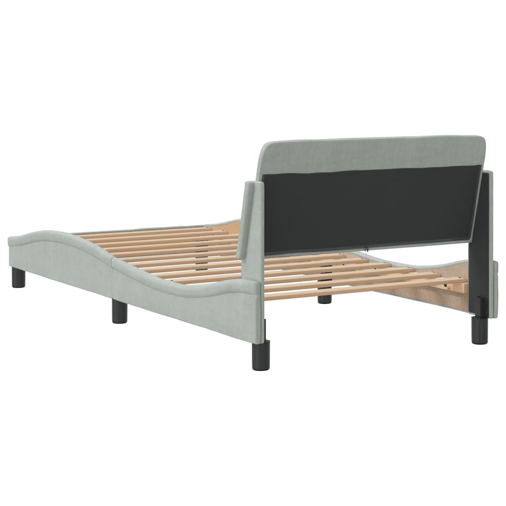 Bed frame without mattress light grey 100x200 cm velvet