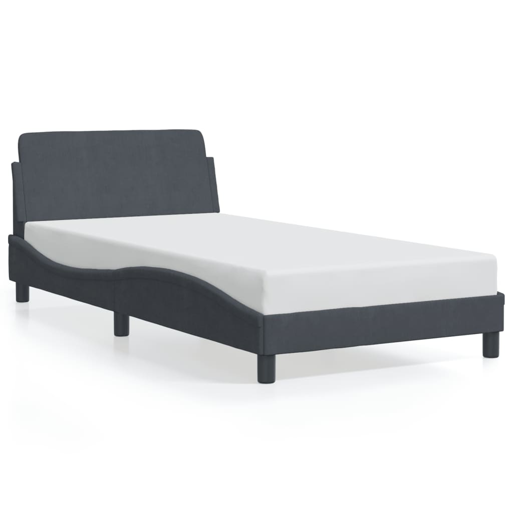 Bed frame without mattress dark grey 100x200 cm velvet