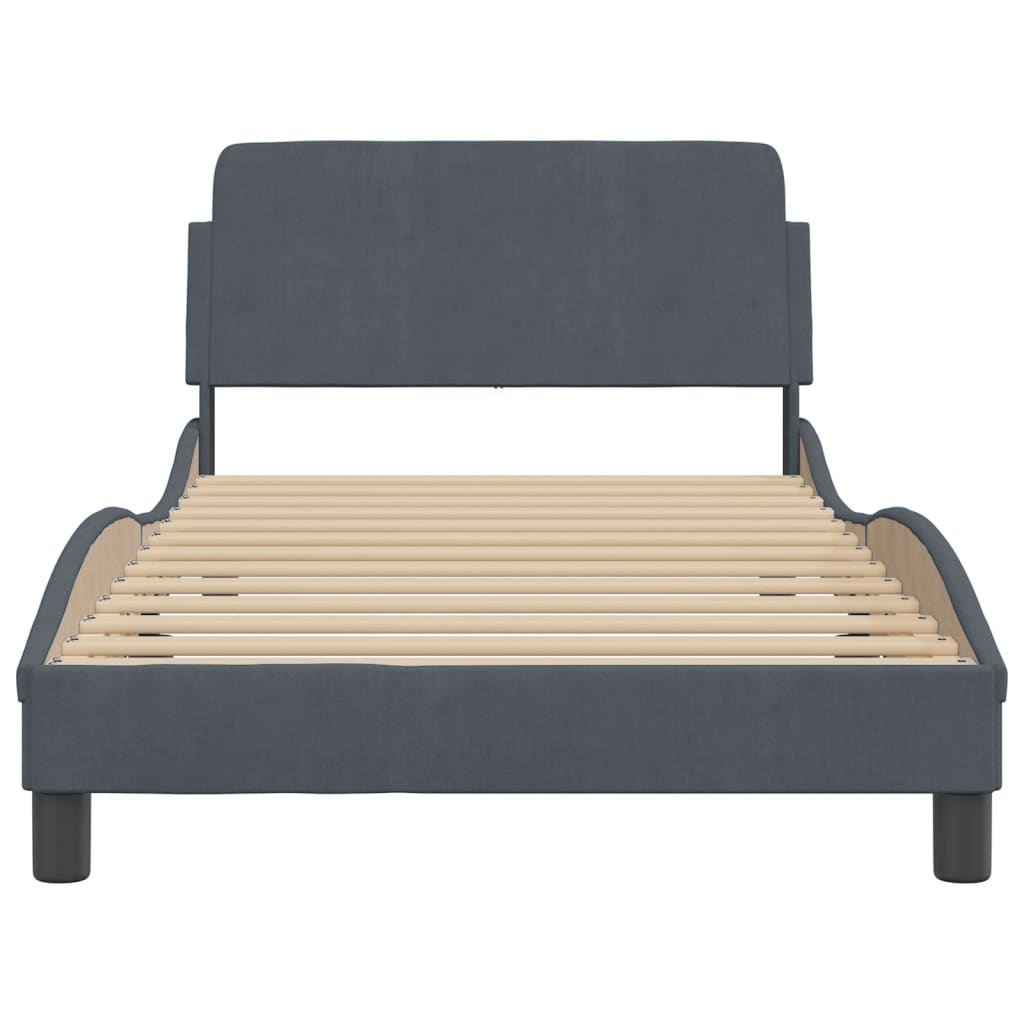 Bed frame without mattress dark grey 100x200 cm velvet