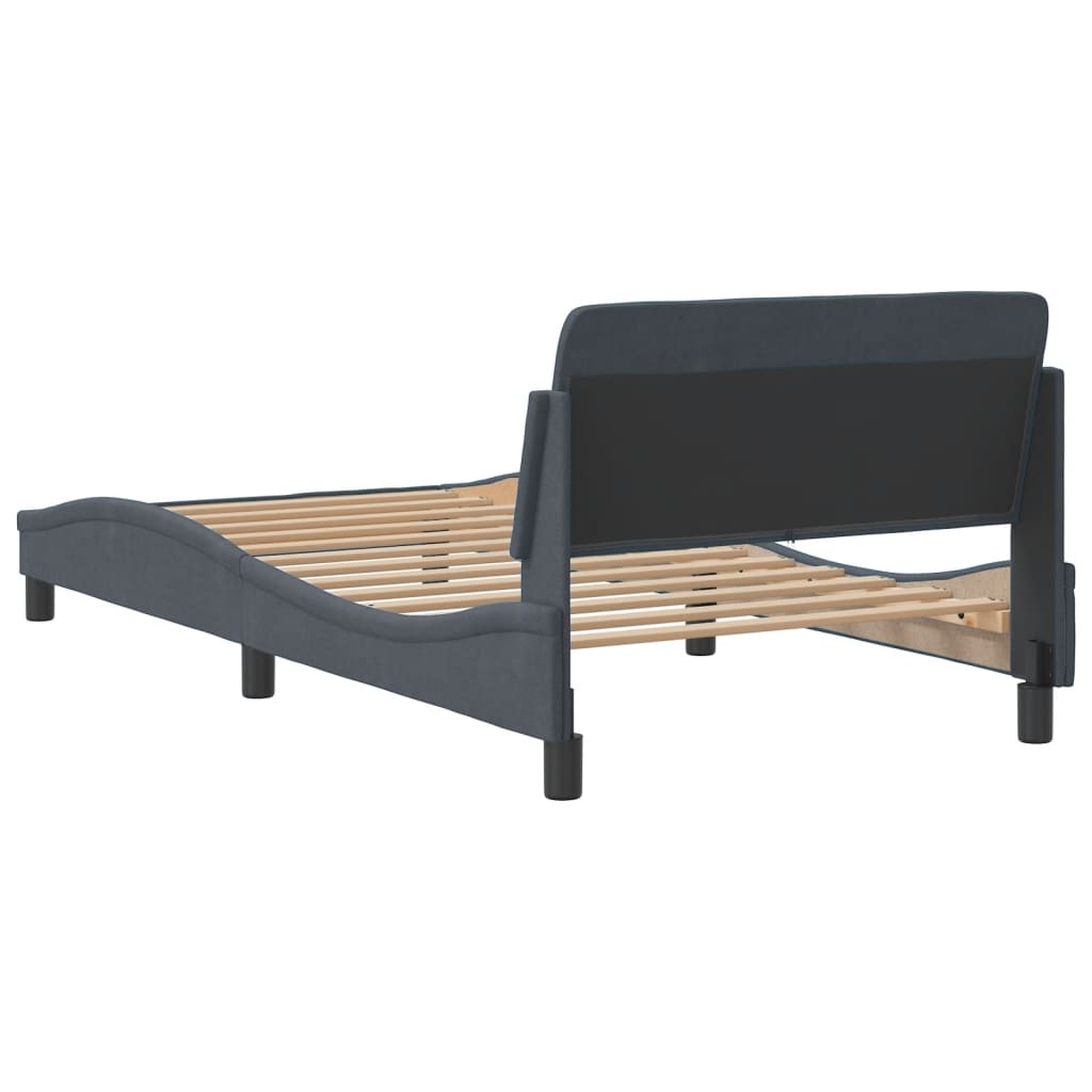 Bed frame without mattress dark grey 100x200 cm velvet