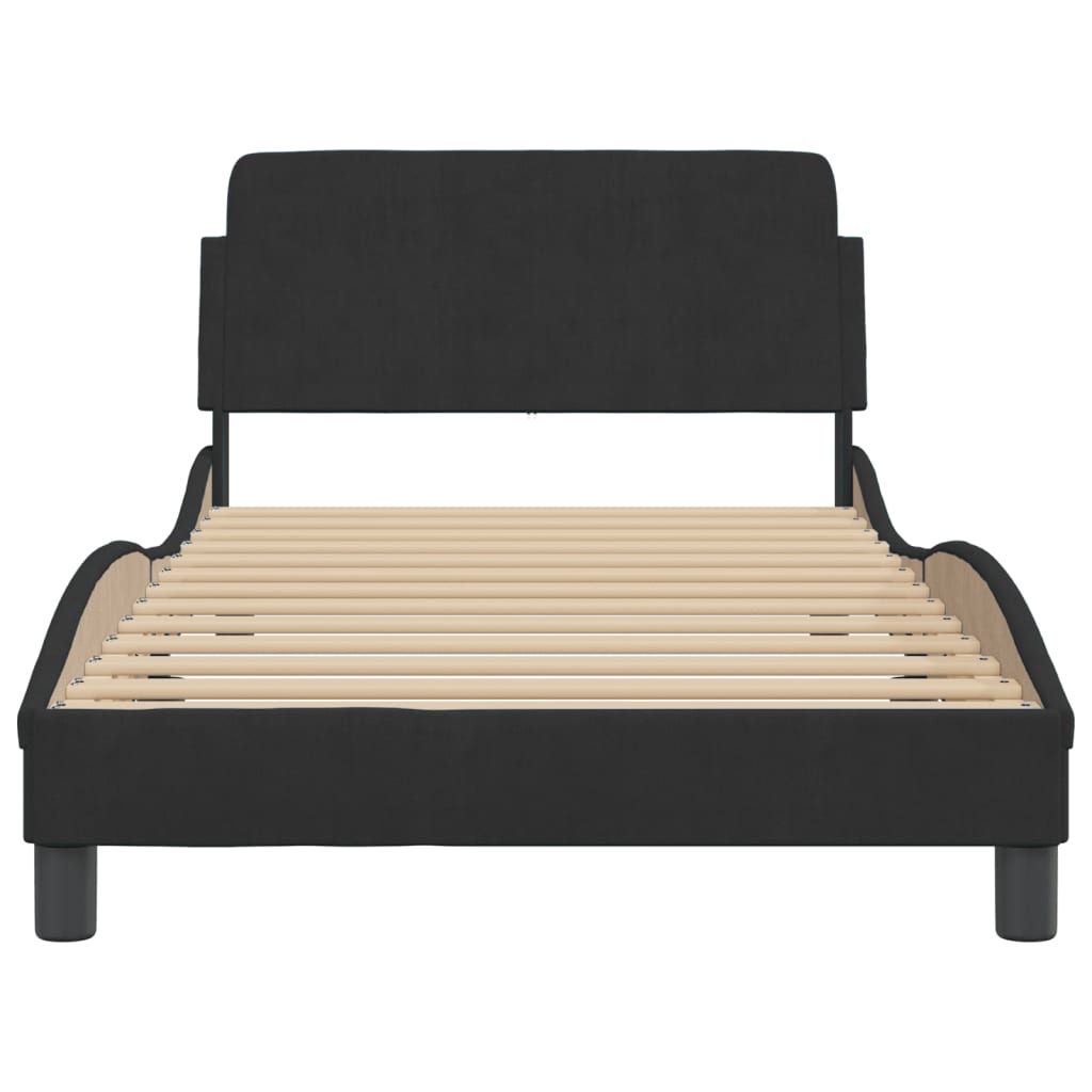 Bed frame without mattress Black 100x200 cm Velvet