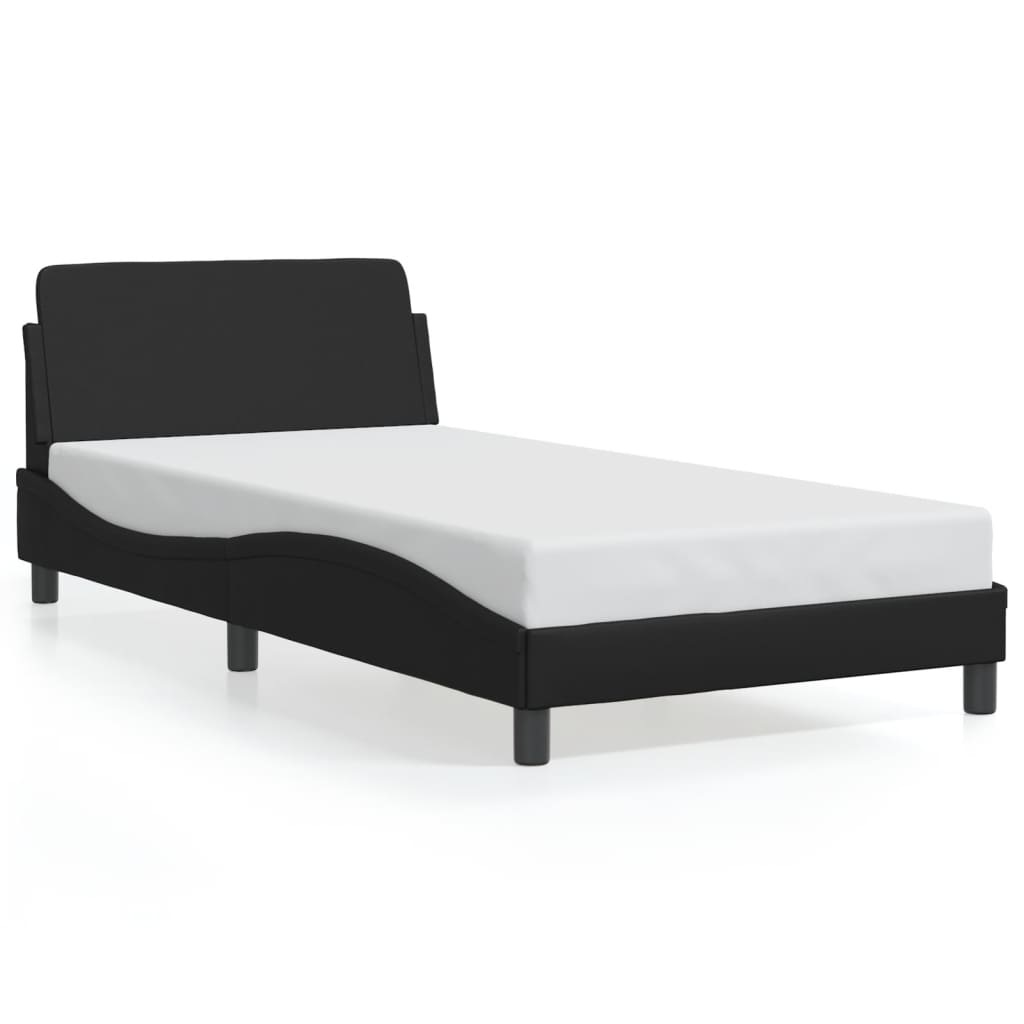 Bed frame with headboard black 100x200 cm artificial leather