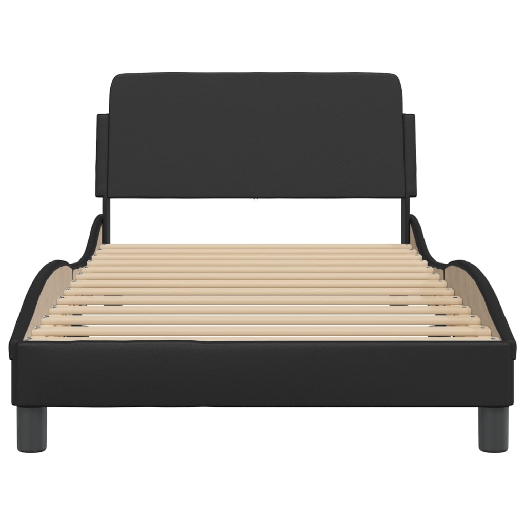 Bed frame with headboard black 100x200 cm artificial leather