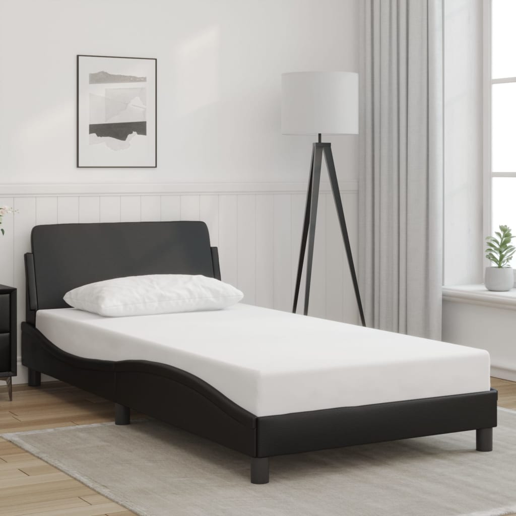 Bed frame with headboard black 100x200 cm artificial leather