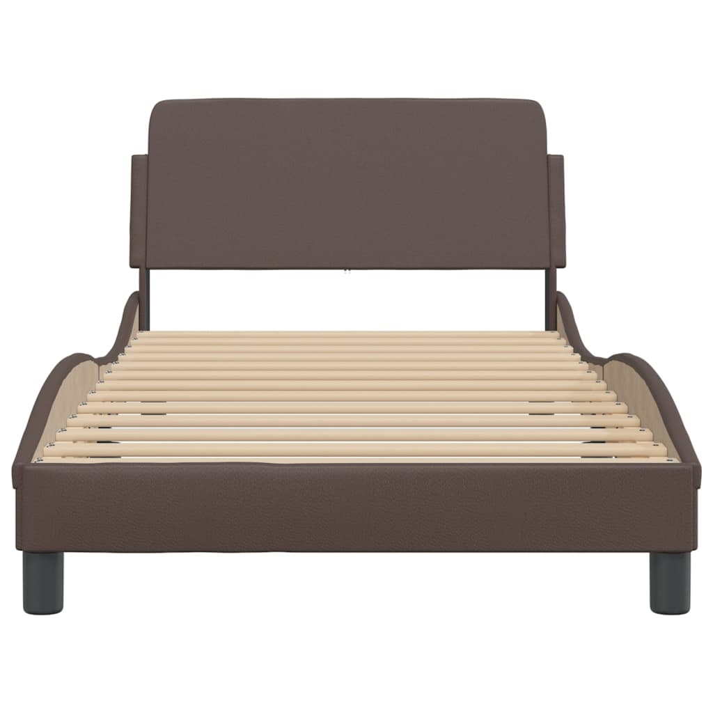Bed frame with headboard brown 100x200 cm artificial leather