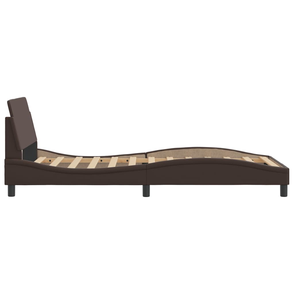Bed frame with headboard brown 100x200 cm artificial leather