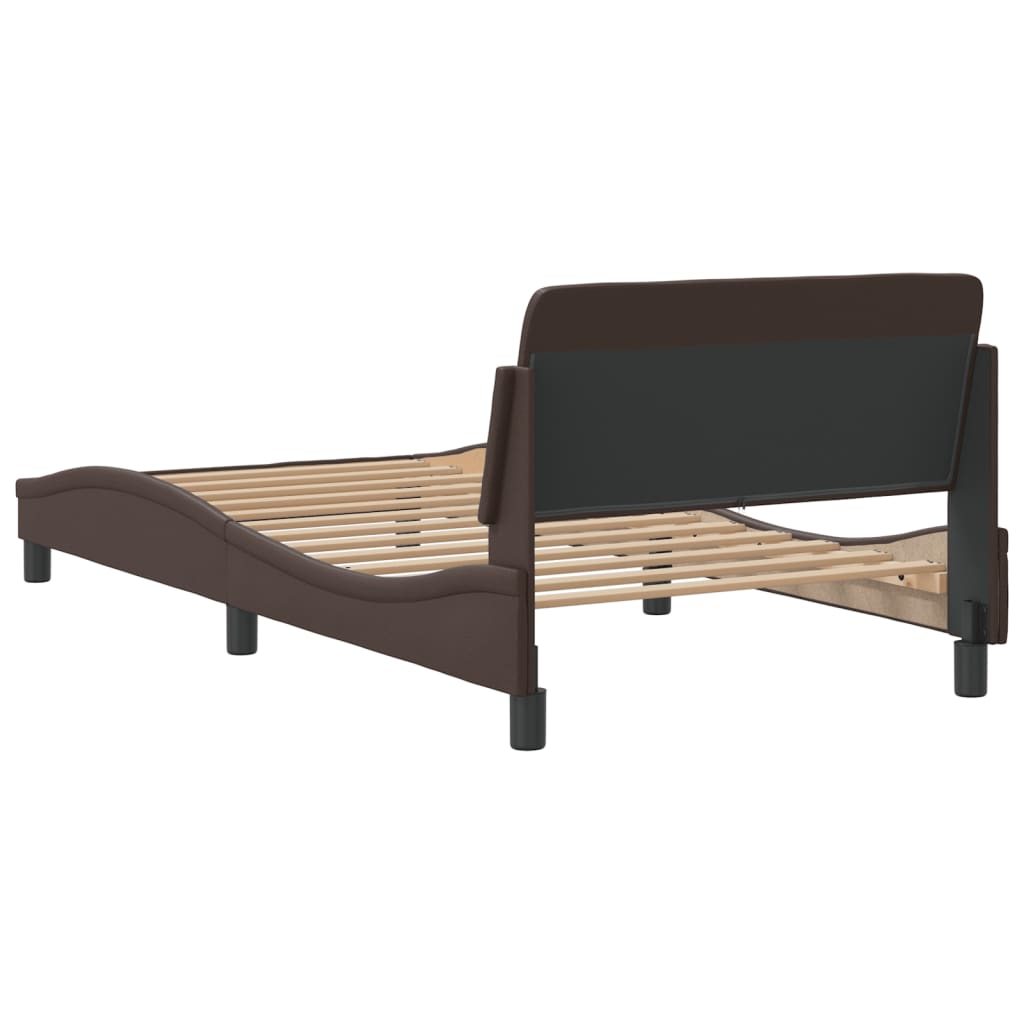 Bed frame with headboard brown 100x200 cm artificial leather