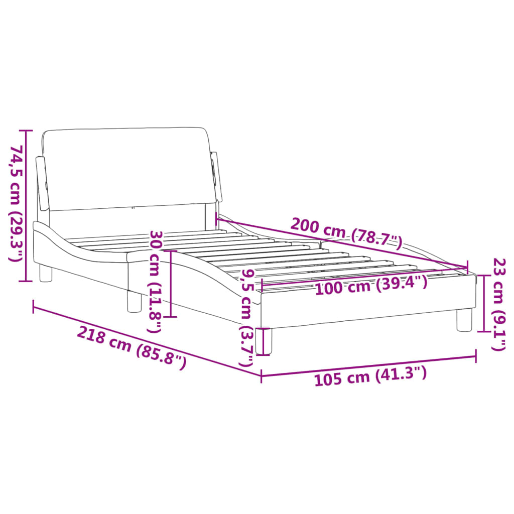 Bed frame with headboard brown 100x200 cm artificial leather