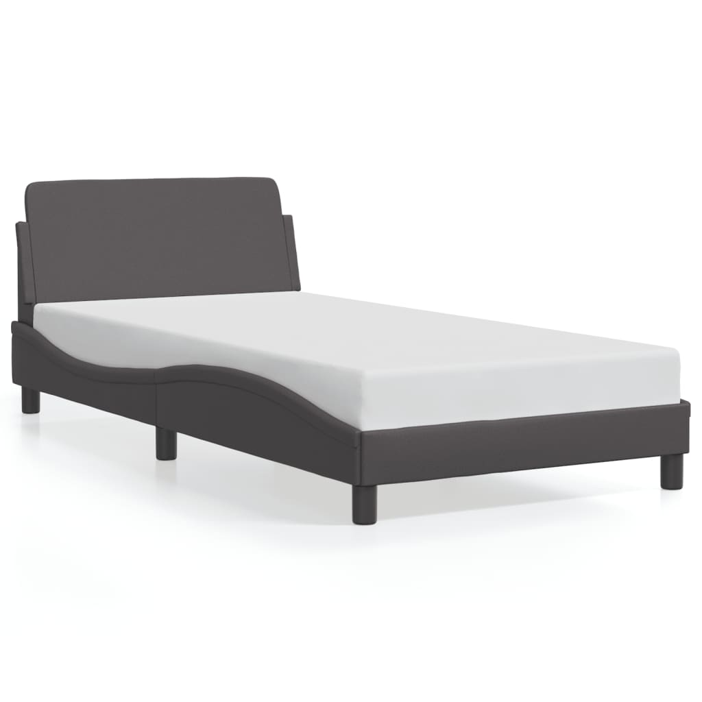 Bed frame with headboard gray 100x200 cm artificial leather