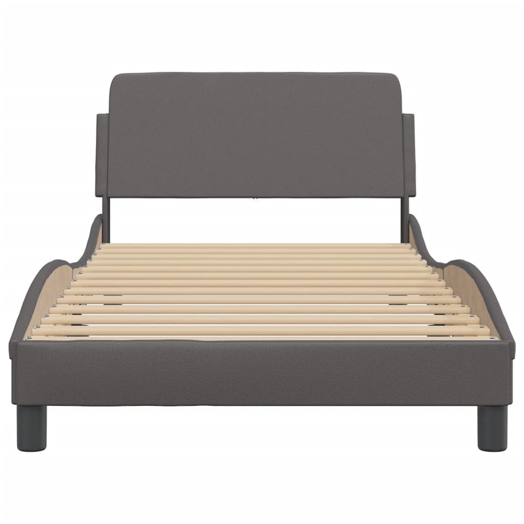 Bed frame with headboard gray 100x200 cm artificial leather
