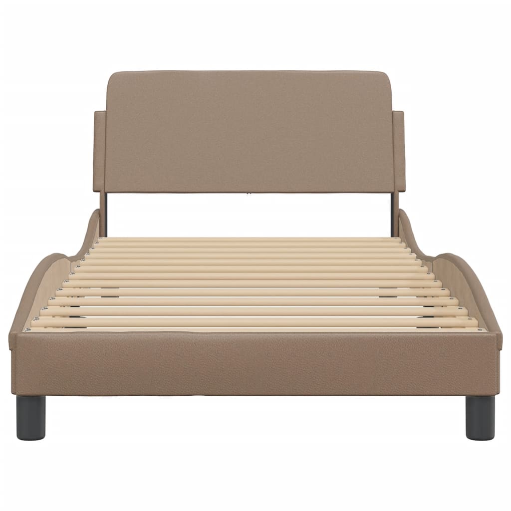 Bed frame with headboard cappuccino brown 100x200 cm artificial leather