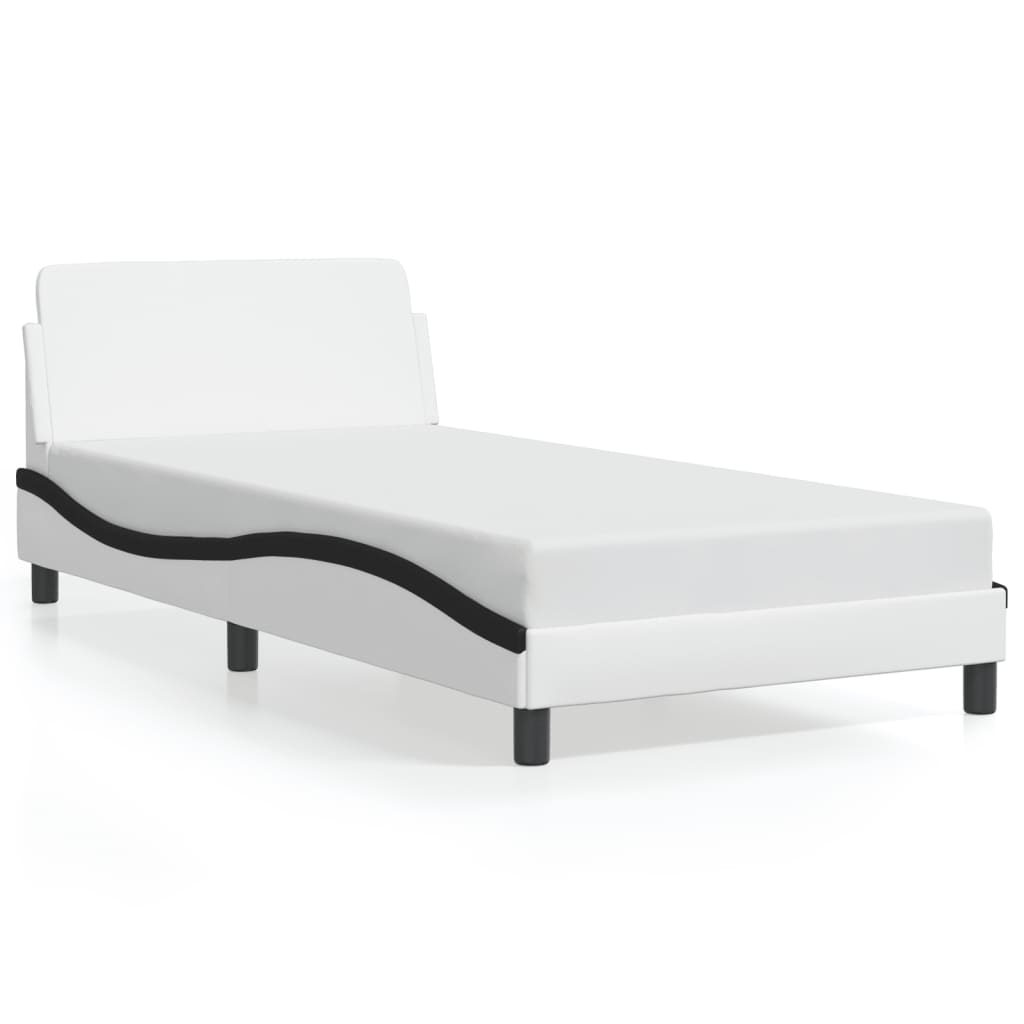 Cadre de lit "Dover" blanc et noir 100x200 cm simili cuir