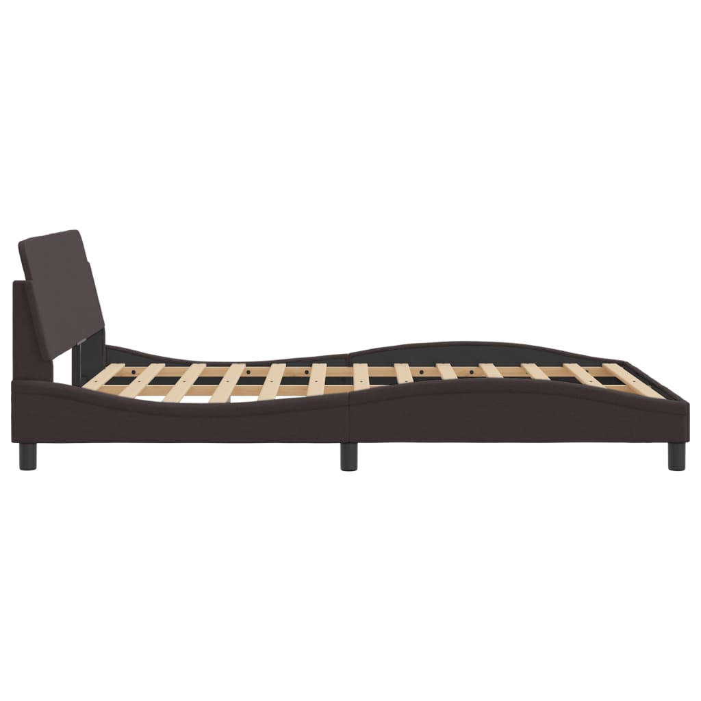 Bed frame without mattress dark brown 120x200 cm fabric