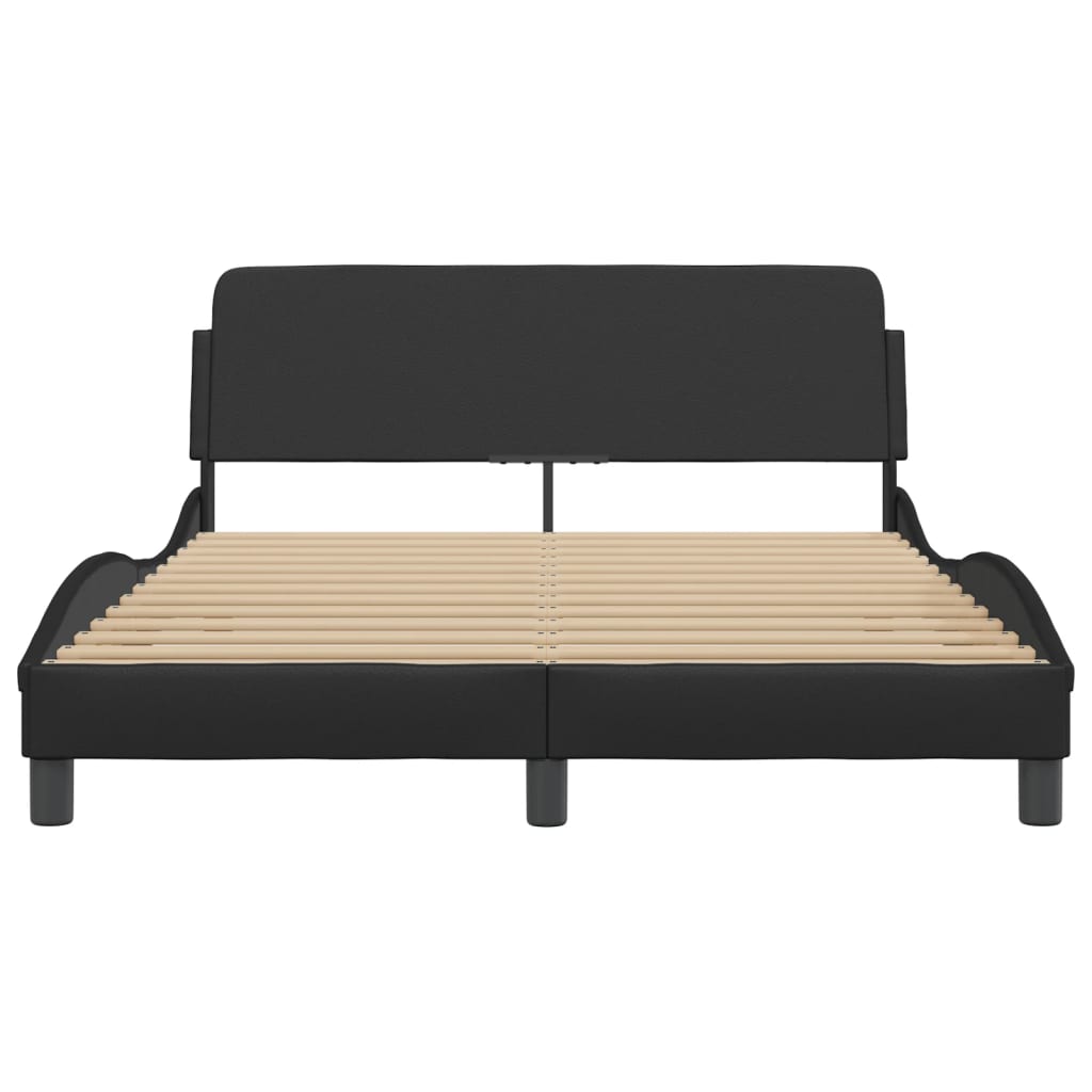 Bed frame with headboard black 120x200 cm artificial leather