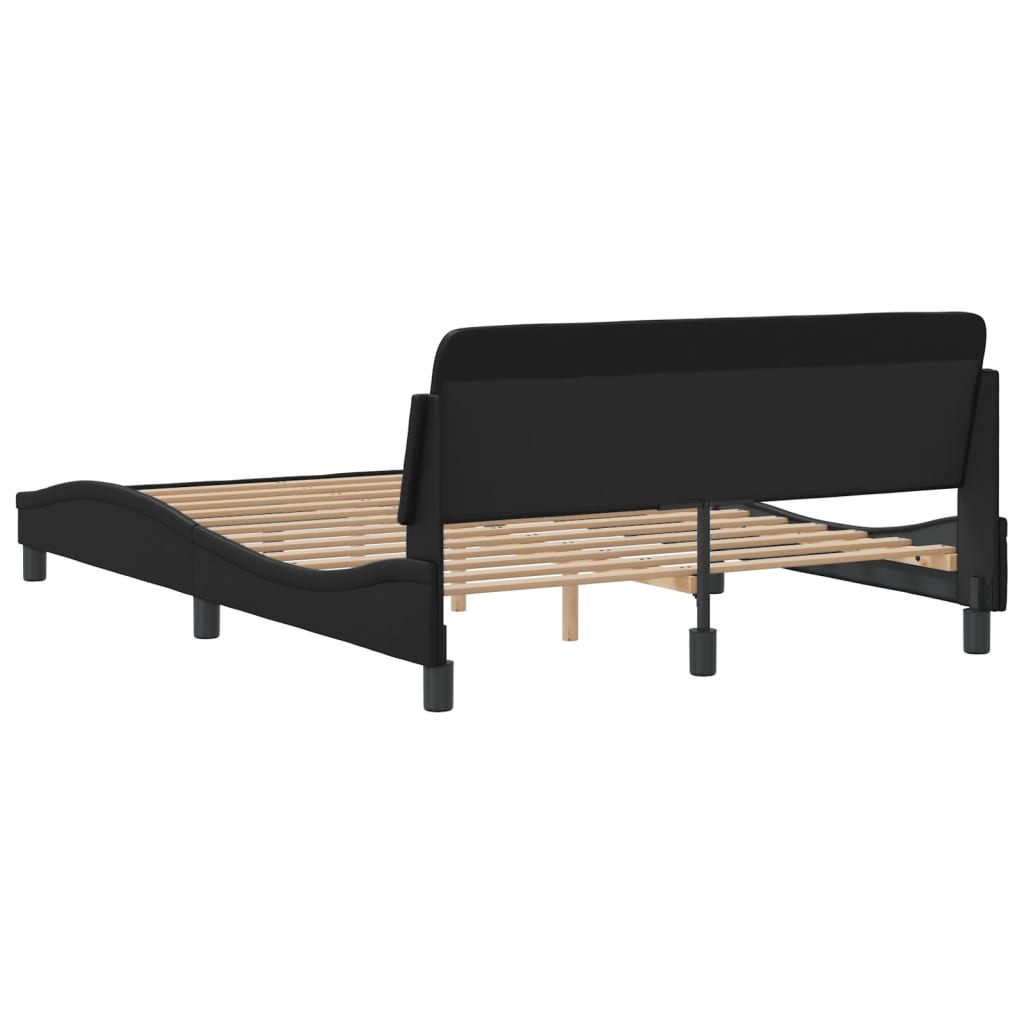 Bed frame with headboard black 120x200 cm artificial leather