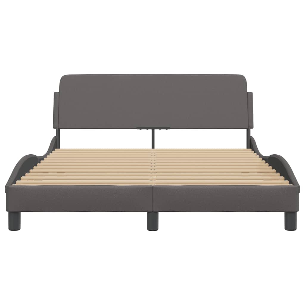 Bed frame with headboard gray 120x200 cm artificial leather