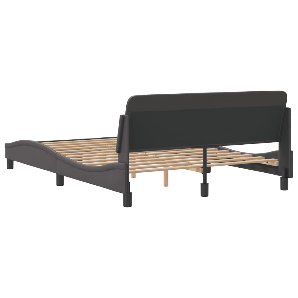 Bed frame with headboard gray 120x200 cm artificial leather