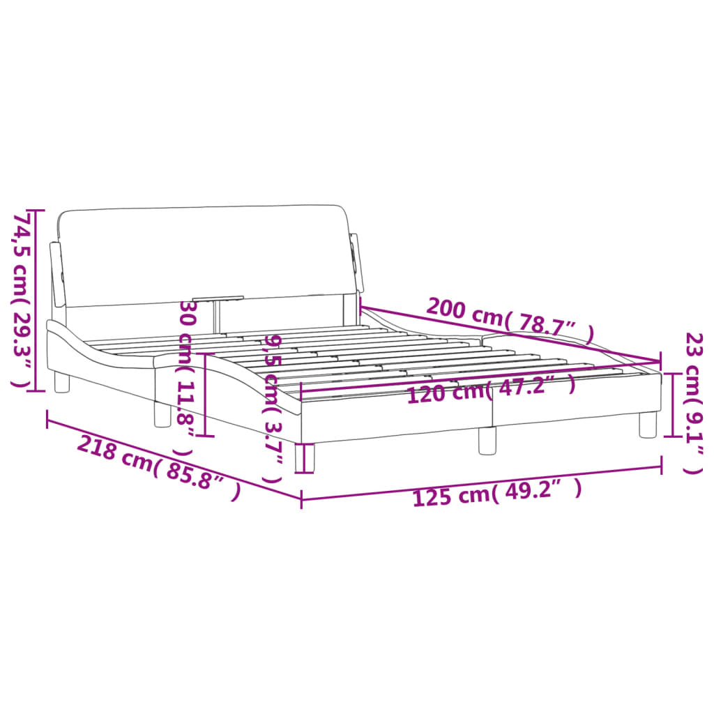 Bed frame with headboard gray 120x200 cm artificial leather