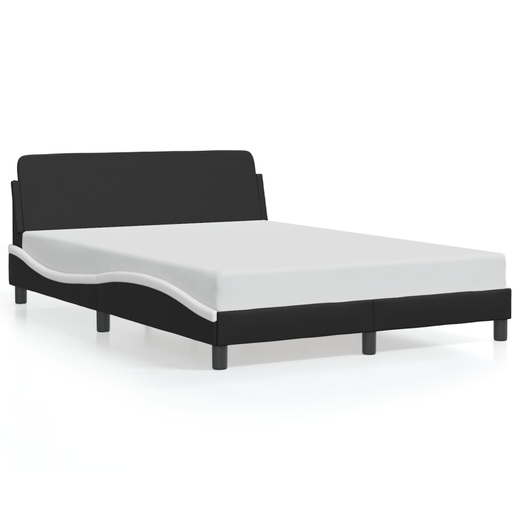 Bed frame with headboard black and white 120x200 cm artificial leather