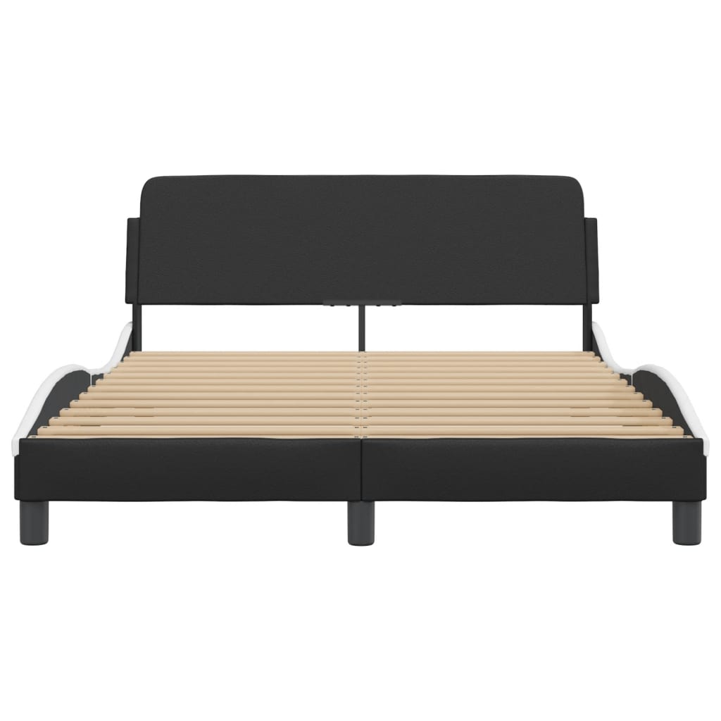 Bed frame with headboard black and white 120x200 cm artificial leather