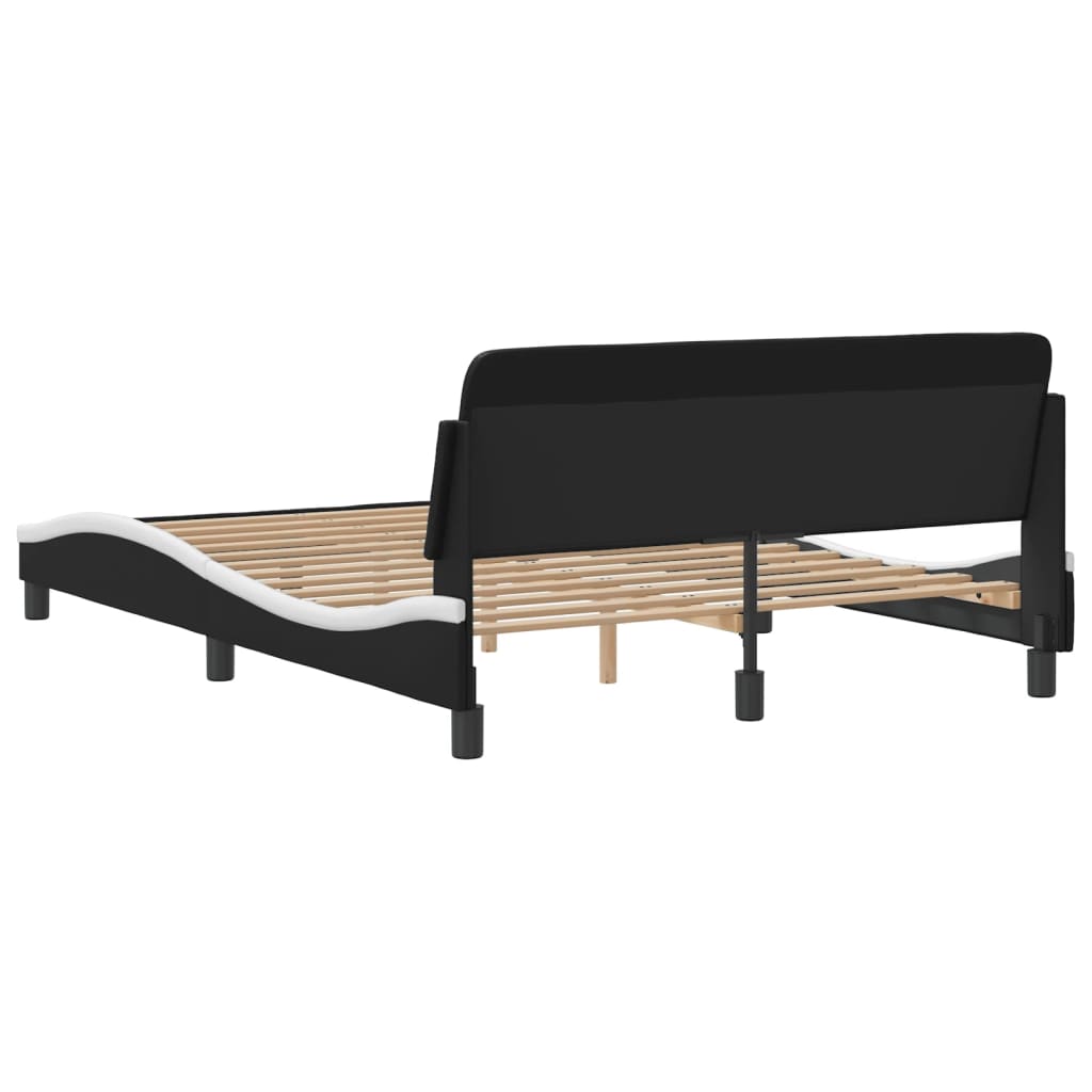 Bed frame with headboard black and white 120x200 cm artificial leather