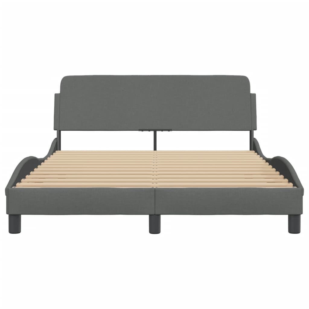 Bed frame without mattress dark grey 140x190 cm fabric