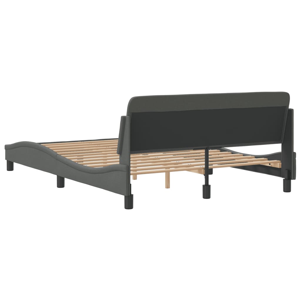 Bed frame without mattress dark grey 140x190 cm fabric