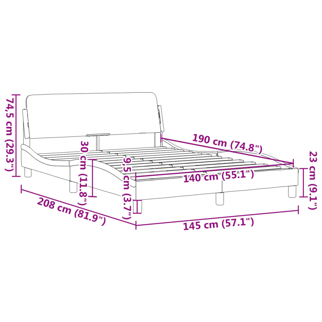 Bettgestell "Dover" Creme 140x190 cm Stoff