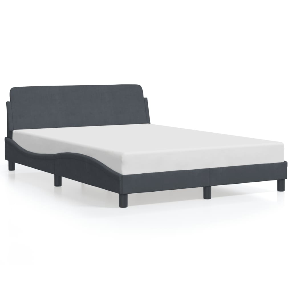 Bed frame without mattress dark grey 140x190 cm velvet
