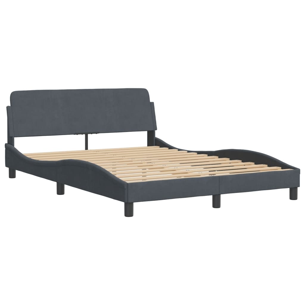 Bed frame without mattress dark grey 140x190 cm velvet