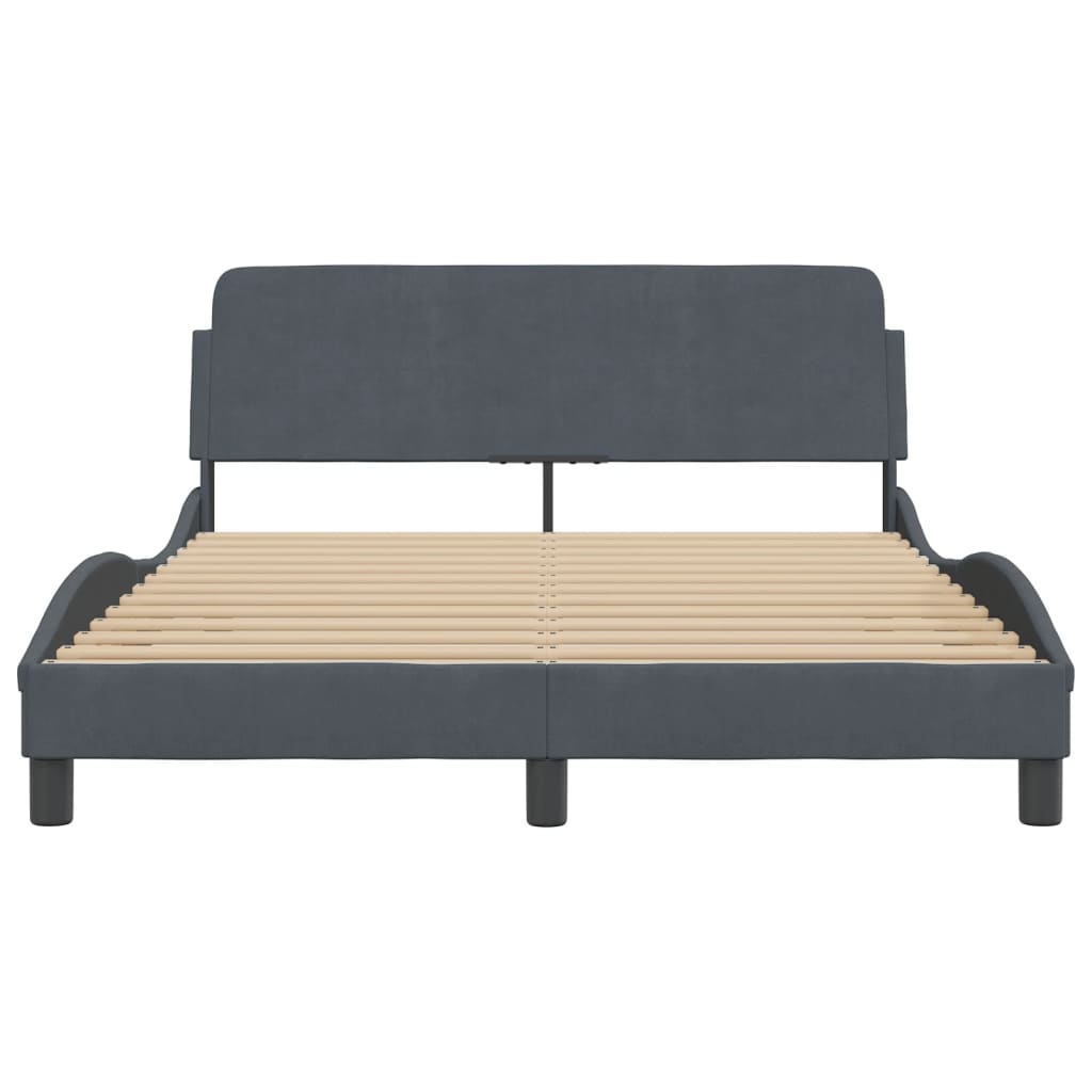 Bed frame without mattress dark grey 140x190 cm velvet