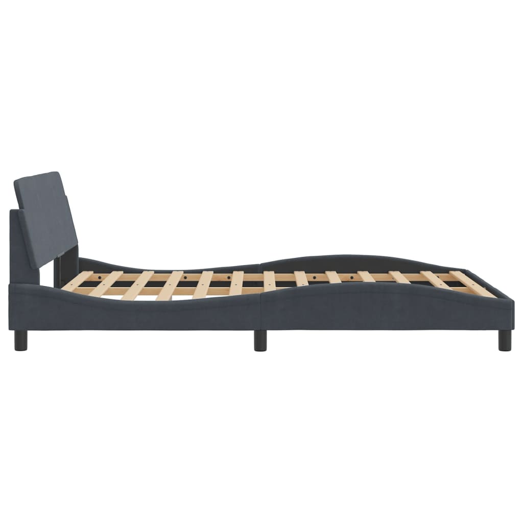 Bed frame without mattress dark grey 140x190 cm velvet