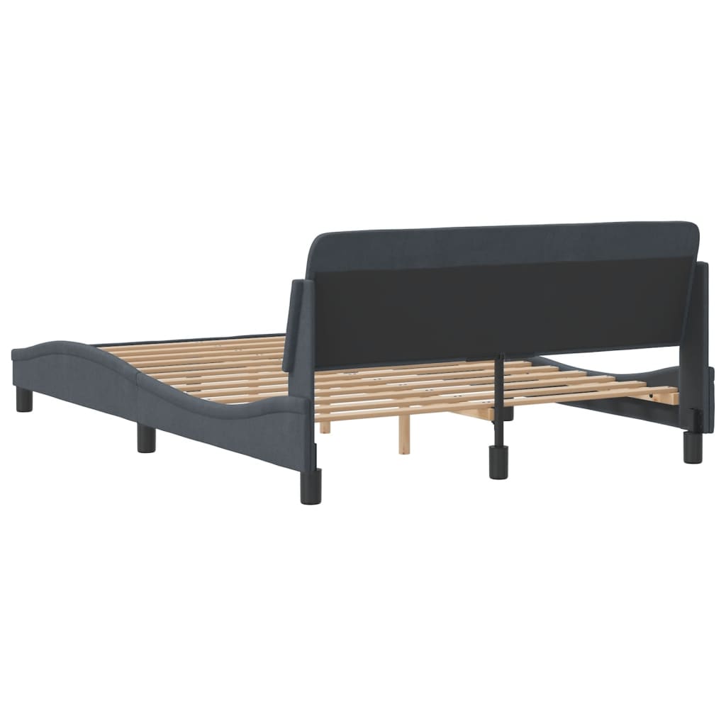 Bed frame without mattress dark grey 140x190 cm velvet