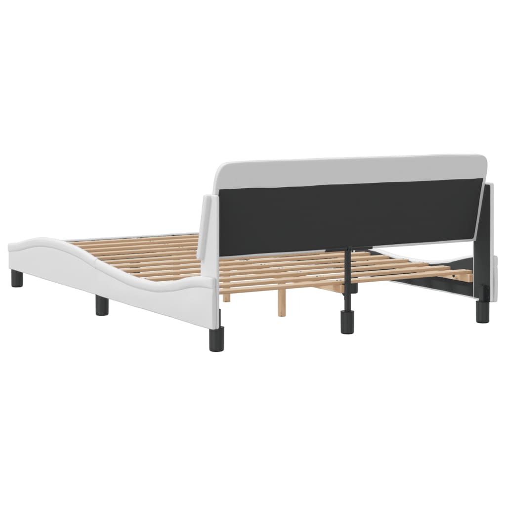 Bed frame with headboard black 140x190 cm artificial leather