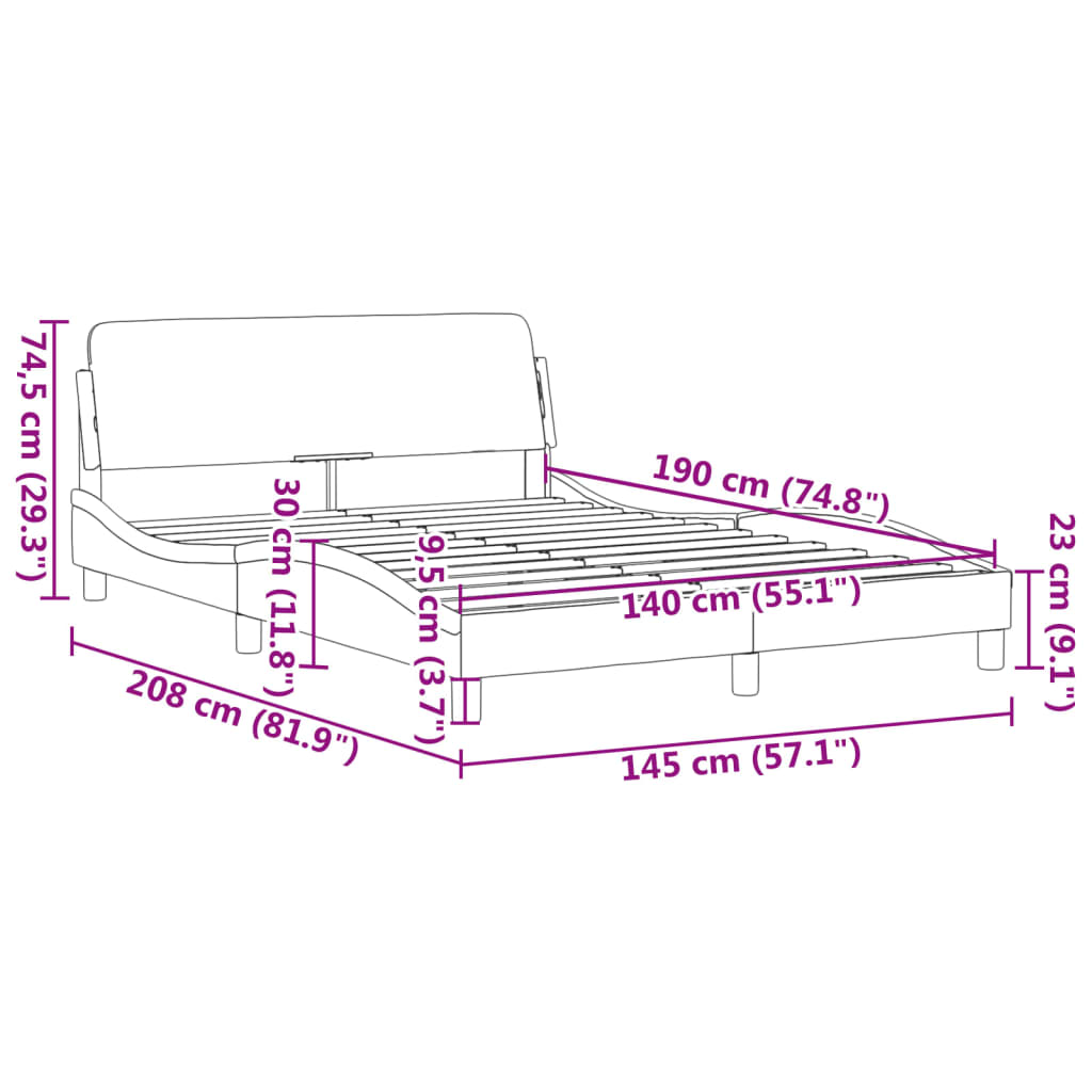 Bettgestell "Dover" Braun 140x190 cm Kunstleder