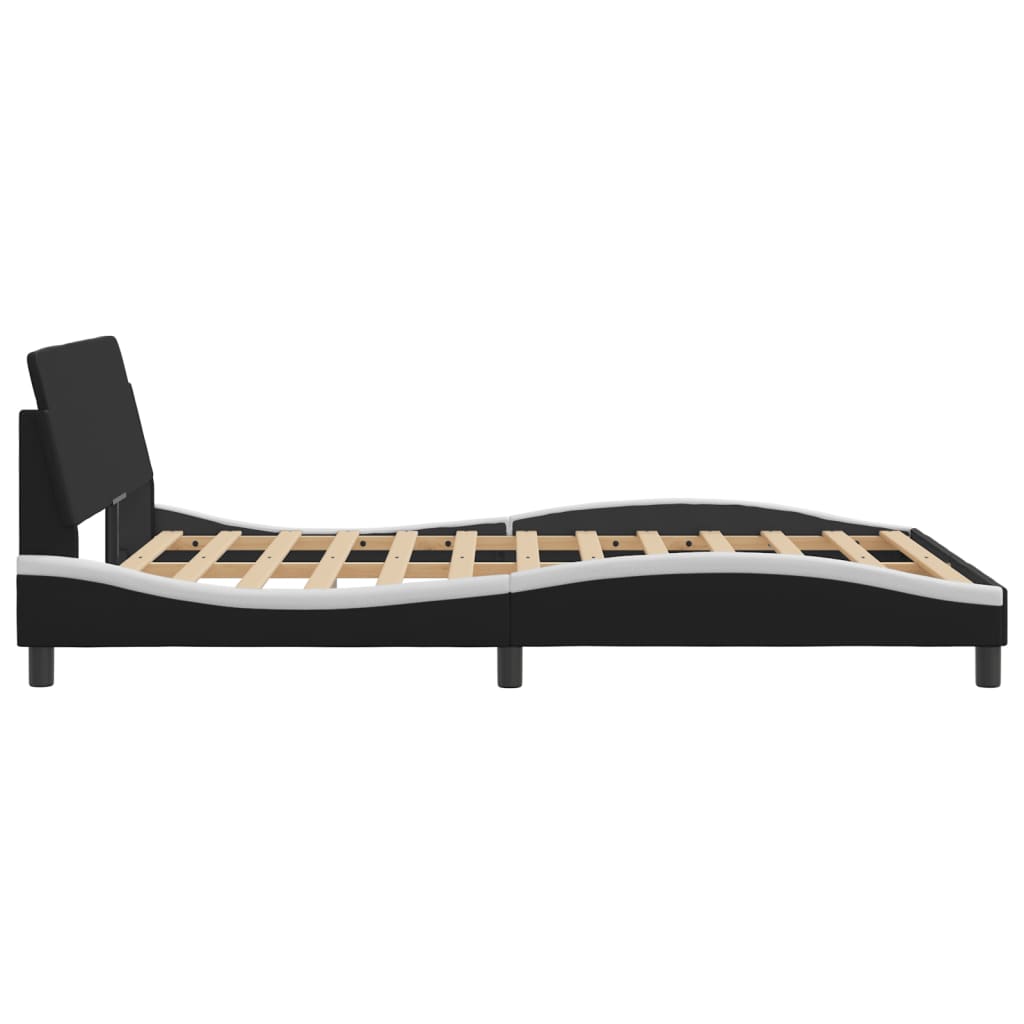 Bettgestell "Dover" Schwarz und Weiß 140x190 cm Kunstleder