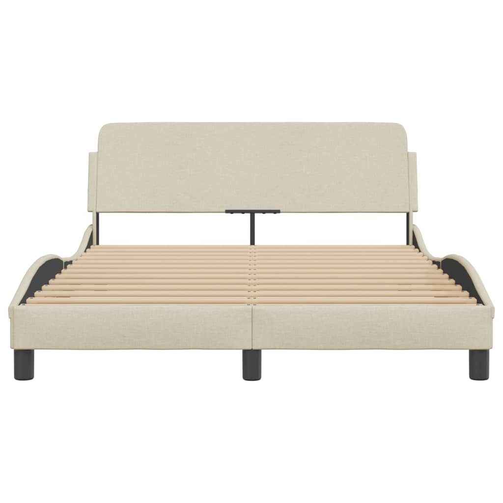 Bed frame without mattress cream 140x200 cm fabric