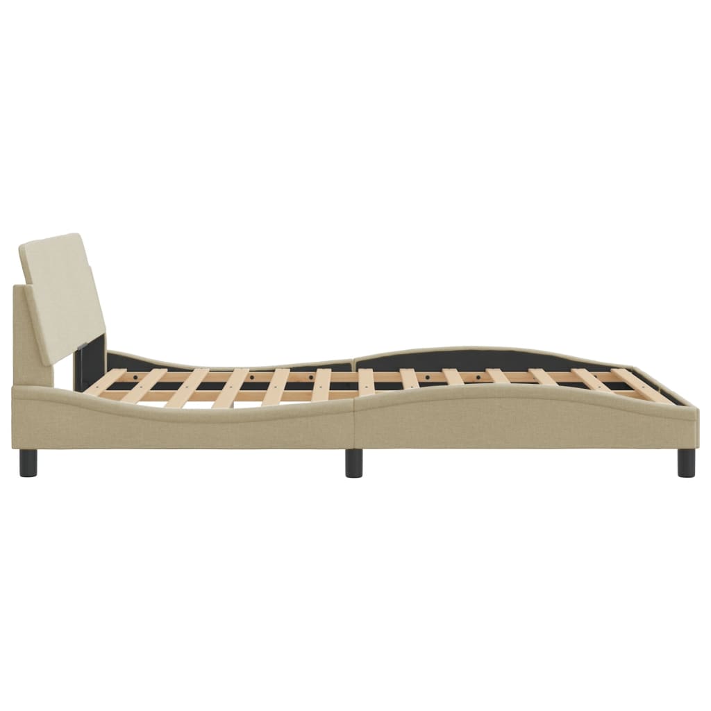 Bed frame without mattress cream 140x200 cm fabric